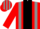 Silk - Red, broad black stripe, grey braces, striped cap