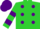 Silk - Lime, purple dots, purple bars on sleeves, purple cap