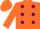 Silk - Shocking orange, purple spots, shocking orange sleeves and cap