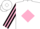 Silk - White, black 'p' in pink diamond, multi colored diamond stripe on sleeves