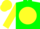 Silk - Green, yellow ball, green 'm', yellow sleeves, green ball, green and yellow cap