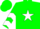 Silk - Green, white star, white chevrons on sleeves, green cap