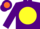 Silk - Purple, orange & yellow mushroom on dk green ball