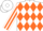 Silk - White, orange yolk, white 's and r' on orange diamonds, orange diamond stripe on sleeves