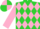Silk - Lime green, shocking pink band of diamonds and sleeves, quartered cap
