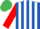 Silk - Royal blue and white stripes, red sleeves, emerald green cap