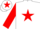 Silk - White body, red star, red arms, yellow hooped, white cap, red star
