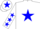 Silk - White body, blue star, white arms, blue stars, white cap, blue star