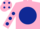 Silk - Pink, dark blue disc, dark blue spots on sleeves, pink cap, dark blue spots