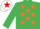 Silk - Emerald green, orange stars, white cap, red star