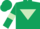 Silk - Dark green, light green inverted triangle, light green armlets on sleeves, dark green cap