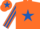 Silk - Orange, Royal Blue star, striped sleeves and star on cap