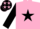 Silk - Pink, black star and sleeves, black cap, pink stars