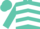 Silk - Turquoise, white chevrons, white hoops on turquoise sleeves