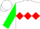 Silk - White, red 'a/t' and whip, red diamond belt, green sleeves, white cap