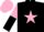 Silk - Black, pink star, pink and black halved sleeves, pink cap