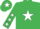 Silk - Emerald green, white star, emerald green sleeves, white stars and cuffs, emerald green cap, white star