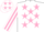 Silk - White body, pink stars, white arms, pink striped, white cap, pink stars