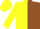 Silk - Yellow and brown diagonal halves, brown bars on yellow sleeves, yellow cap