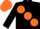 Silk - Black, three large orange diagonal spots, black sleeves, orange cap