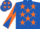 Silk - Royal blue, orange stars, diabolo on sleeves, royal blue cap, orange stars