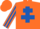 Silk - Orange, Royal Blue Cross of Lorraine, striped sleeves