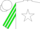 Silk - White, green star in green horseshoe, white star stripe on sleeves, white cap