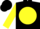 Silk - Black, yellow ball, black bars on yellow sleeves, black cap