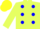 Silk - Canary yellow, yale blue dots, canary yellow cap