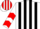 Silk - White, red, 'dc', black stripes, red chevrons on sleeves