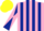 Silk - PINK and DARK BLUE stripes, DARK BLUE and PINK diabolo on sleeves, YELLOW cap