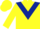 Silk - Yellow body, dark blue chevron, yellow arms, yellow cap, dark blue striped