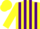 Silk - Yellow body, purple striped, yellow arms, yellow cap, purple striped