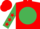 Silk - Red, emerald green disc, emerald green sleeves, red stars, red cap