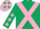 Silk - Dark green, pink cross belts, dark green sleeves, pink stars and cap