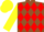 Silk - Brown, red diamonds, yellow sleeves, and cap