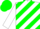 Silk - White, green diagonal stripes, white sleeves, green cap