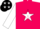 Silk - Hot pink, black framed white star and 'del mar', hot pink stars on white sleeves