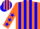 Silk - Fluorescent orange, blue stripes, blue stars on sleeves