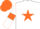 Silk - White, orange star, white armlets, orange sleeves and cap