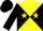 Silk - Yellow and black diagonal quarters, yellow stars on black sleeves, yellow and black cap