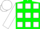 Silk - Green, green 'd' on white hexagon, white squares on sleeves, white cap