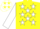 Silk - Yellow, white 'aj and stars, white bands on sleeves