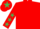 Silk - Red, emerald green stars on sleeves, red cap, emerald green star