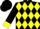 Silk - Black, yellow diamonds, yellow diamond stripe and cuffs on black sleeves