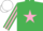 Silk - Emerald green, pink star, striped sleeves, white cap