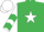 Silk - Emerald green, white star, white sleeves, emerald green chevrons, white cap