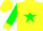 Silk - Yellow, 's' on hunter green star, yellow stars and cuffs on hunter green sleeves