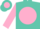 Silk - Turquoise, pink circled ball, turquoise bars on pink sleeves