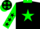 Silk - Black, dayglo green star, collar and sleeves, black stars, black cap, dayglo green stars and peak